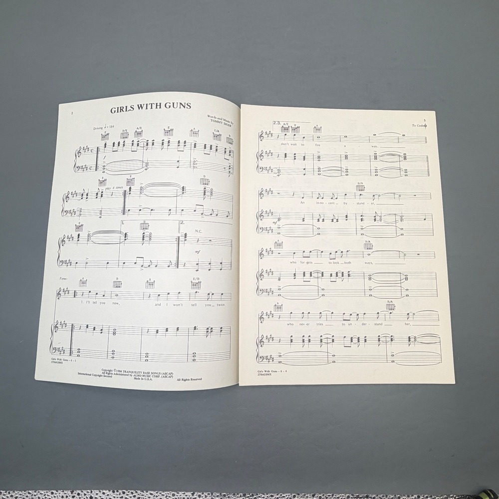 Tommy Shaw Girls With Guns Vintage 1984 Sheet Music Piano Vocal Guitar - Picture 8 of 9